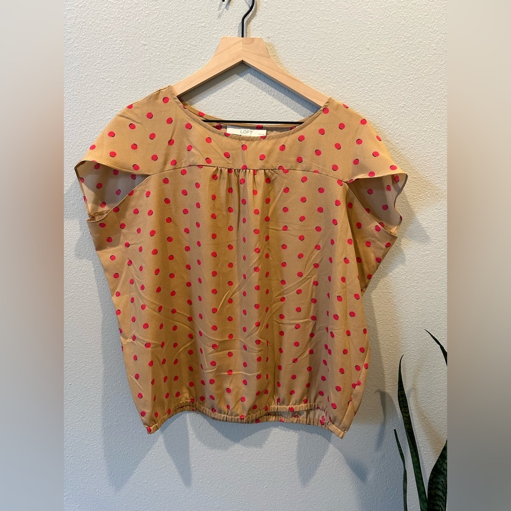 Ann Taylor Loft | Polka Dot Cap Sleeve Blouse